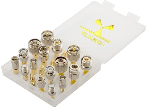 YILIANDUO 20 Typ Set SMA Adapter Universal RF Koax Kit für SDR/HAM | SMA auf SMA/BNC/N/F/UHF Stecker Buchse für Wireless LAN Geräte Koaxialkabel Wi-Fi Radios Externe Antenne Funkgeräte mit Box