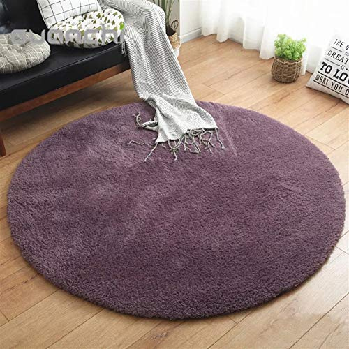 LIVEINU Hochflor Shaggy Teppich für Wohnzimmer Rund Violett Ø 100 cm | Langflor Pflegeleicht Teppich Hochwertig Hohe Fadendichte Wasser Absorbierend Badezimmerteppich Für Wohnzimmer
