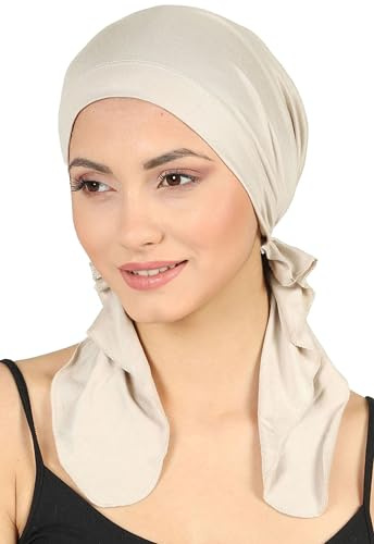 Deresina Bandana de Quimioterapia de Bambu Preanudada para Mujer – Suave y Transpirable, Ideal para Alopecia y Caida del Cabello, Alternativa Comoda a la Peluca(Ocre oscuro - Talla única)