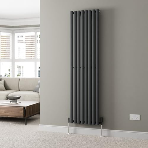 DuraTherm® 1800 x 480mm Anthracite Vertical Designer Radiator Single Column Oval Tube Modern Central Heating Panel Bathroom Radiators