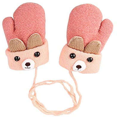 iEasey Cute Bear - Manoplas cálidas de invierno para bebés y niños pequeños, guantes de punto de forro polar para clima frío, guantes de esquí, nieve, guantes para bebés, niñas y niños de 0 a 3 años,