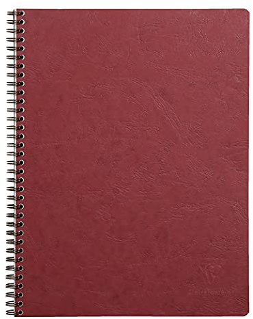 Clairefontaine 782562C - Collegeblock / Heft Age Bag mit Doppelspirale, DIN A4+, 24x32cm, 80 Blatt abtrennbar, perforiert, 4-fach gelocht, liniert, Rot, 1 Stück