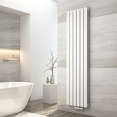 EMKE Design Heizkörper Flach, 1800x460 mm Vertikal Flachheizkörper mit Mittelanschluss, Doppellagig Weiß Paneelheizkörper Wandheizkörper für Bad, Schlafzimmer & Wohnzimmer, 1624W