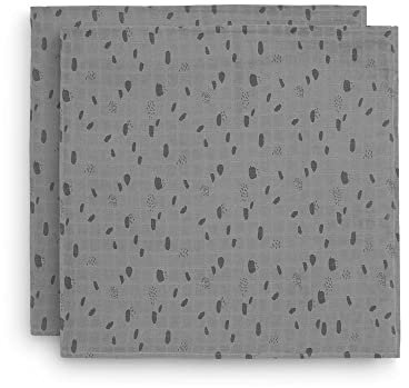 Jollein - Hydrophile Multitücher - (115x115cm) 2er Pack - Hydrophile Tücher - Spot Storm Grey