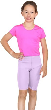Hamishkane Cykelshorts för flickor, cykelshorts för tonårstjejer andningsbara och stretchiga, heta byxor mini dans kort för flickor, barn gymnastikcykelshorts, Lila, 11-12 År