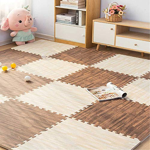 TONGQU Kinder Puzzle Matte Spielmatte, Interlocking Foam Fußmatten, Bodenschutz Geeignet Für Kinderspielbereich Schlafzimmer Wohnzimmer Fitnessraum,Dark Brown+White,36