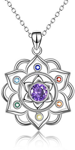 YAFEINI Lotus Halskette 925 Sterling Silber Mondstein Anhänger Halskette Yoga Lotus Schmuck für Frauen