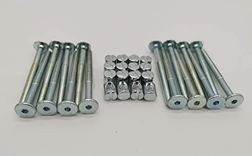 HMH-Shop Bettschraube sechskant M6x50mm / M6x60mm / M6x70mm / M6x100mm Möbelschraube Quermutter M6 (16, Bettschraube M6x70mm + Quermutter)