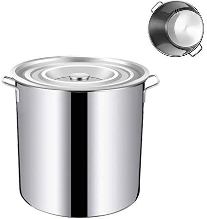 WHLMYH POT Zuppiera con coperchio, 20 cm, facile da pulire, rapida conduzione del calore, adatto per varie fonti di calore, argento, 20 cm e 20 cm