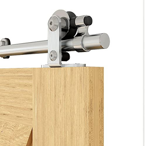 6FT/182 cm Hardware per Porta Scorrevole Kit in Acciaio Inox Accessori per Porte Scorrevoli Guida Set per Porta in Legno Singola