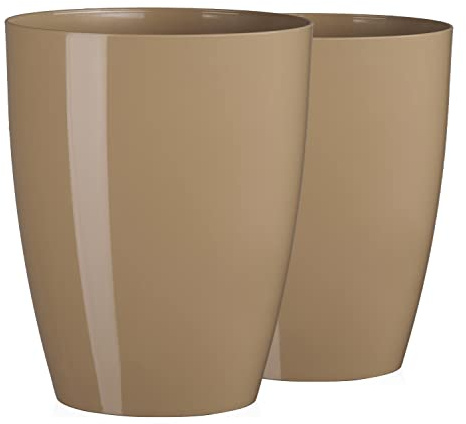 Tymar Orchideentopf Übertopf, 2er-Pack, transparent, Blumentopf, Blumenkübel für Orchidee, Pflanzentopf aus Kunststoff, Moderne, schlanke, Runde Form, AGASTO001 (Beige, ø 14 cm) | transparent, Pflanzentopf aus Kunststoff, moderne, schlanke, Runde Form, Blumenkübel für Orchidee, AGASTO001