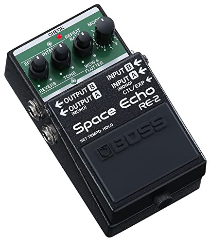 BOSS RE-2 Space Echo | Tape Echo Delay Reverb Effektpedal | Moderne, kompakte Nachbildung des legendären Roland RE-201 Space Echo | Stereobetrieb | Federhall | Wow & Flutter