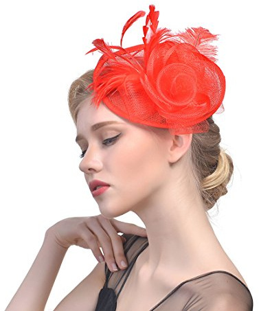 Ulalaza Damen Fascinators Hut Haarspange Feder Hochzeit Braut Cocktailhut Derby Kirche Bankett für Mädchen