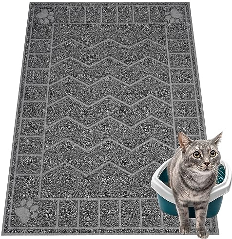 Motsamla Cat Litter Box Mat, 35 x 24 Large Waterproof Litter Trapping Mat