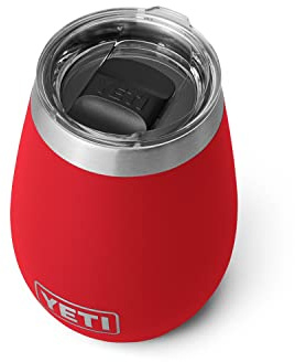 YETI Rambler - Vaso de vino aislado al vacío de 10 onzas, acero inoxidable con tapa MagSlider, color rojo rescate