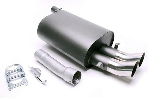 Sportendschalldämpfer Sportauspuff DTM Endschalldämpfer Stahl 2x76mm hoch rund scharf mit ABE für 5er E39 520i-528i 5/D - Eintragungsfrei - 1034164