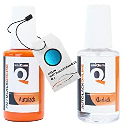 uniQum Autolack Stift + Klarlack im Vorteilsset fürs Auto für NISSAN VIVID BLUE/CASPIAN BLUE RCA Autolack Reparatur 2 x 30 ml
