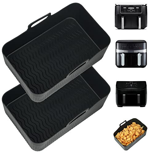 YQL Großes Silikonform Heißluftfritteuse für Ninja Foodi Max Dual Zone Heißluftfritteuse AF400EU/ AF400EUCP, Airfryer Zubehör für Ninja Heissluftfritteuse Doppelkammer 9,5L, Air Fryer Silikon Einsatz
