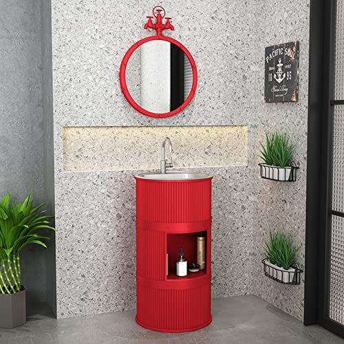 ZARBAILRE Mobile Bagno, Mobile Bagno Stile Industriale, Mobile Bagno Smontabile in Ferro, Mobile Bagno Lavabo A Terra (Q)