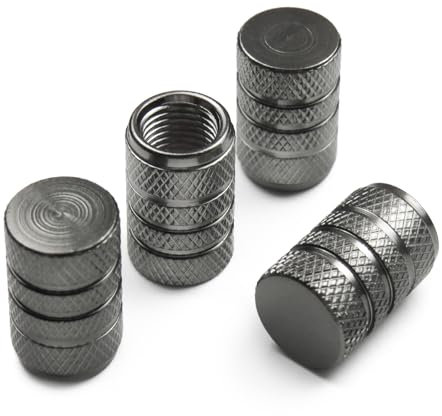 Pitlane Performance® Cappucci valvola in alluminio set da 4 – Tappi per valvole Schrader – Per auto, SUV, moto e bici (Antracite, Comfort)
