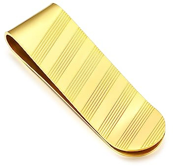 Bandmax Pince à Billets Homme Plaqué Or Jaune, Porte-Carte de Crédit, Simple Money Clip