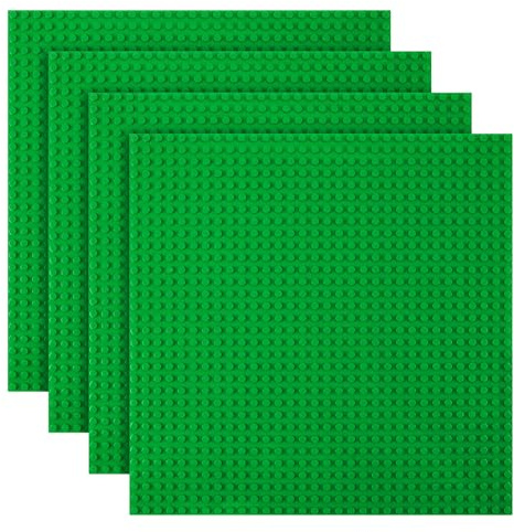 HOTUT Classic Base Verde, Set di 4 Pannelli da Costruzione 25 x 25 cm, Tavola per Costruzioni Quadrata con 32x32 Bottoncini, Piastre di Base per Bambini Compatibili con la Maggior Parte Delle Marche