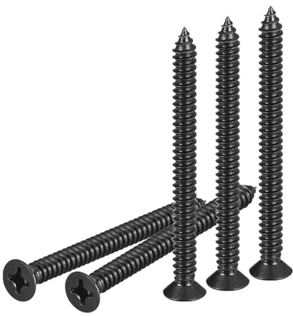 DTGN 25Pcs #14x3 Flat Head Wood Screws, 304 Stainless Steel Phillips Self Tapping Screws - Good for Woodworking, Furniture - Black