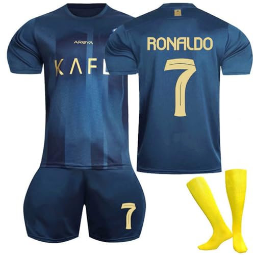 Fußball Trikot 23/24, Al NASSR Nr.7 Hause/Auswärts Fußball Trikot Shorts und Socken Anzug für Kinder/Erwachsener, Fussball Trikots Jungen Herren