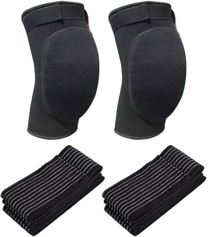 VBRHFRIF 1 Pair Of Protective Knee Pads And 1 Pair Of Elbow Straps, Dance Knee Pads, Sports Knee Pads, Anti-Slip And Anti-Collision Knee Pads, Elastic Knee Pads
