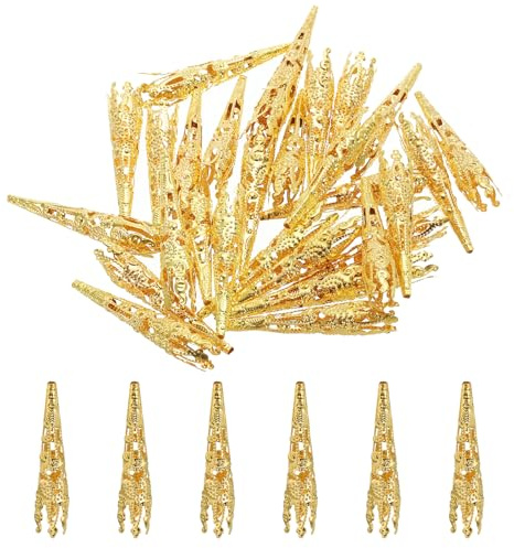 PATIKIL 42mm Flower Bead Caps, 56 Pcs Corsage Decorative Holder Brooch Pin Vase Pocket Boutonnieres Holder with Bar Pins for Wedding Party DIY Crafts Jewelry Making, Gold