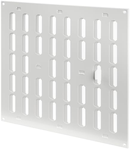 Repa Market 30,48 cm x 30,48 cm (yttre mått) vit justerbar luftväggs ventilationsskydd – inomhus utomhus metallgaller värmekylning ventilation för hem garage, skjul öppna och stänga register (300 x