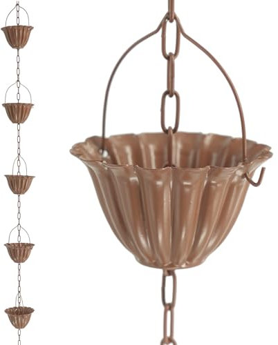 DFTDFYXYRegenführungskette Regenkette Metall Hanging Regenketten Regenfänger Regenwasserumleiter Outdoor-Heimdekoration Ersatz Für Downpout Funktioneller Und Dekorativer Für Dachrinne,1m(3.2ft)