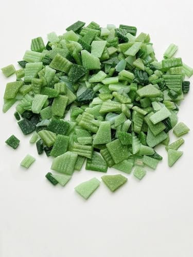 Mosaik 100 Gramm Quarz-Mosaik-Fliesen, Stein, 2 x 2 cm, geschnitten, unregelmäßig, quadratisch, stoßfest, for Bastelarbeiten, Kinder-DIY-Zubehör Mosaiksteine(Grass Irregular)