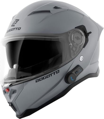 Bogotto H153 BT Bluetooth Helm, hellgrau matt, XL