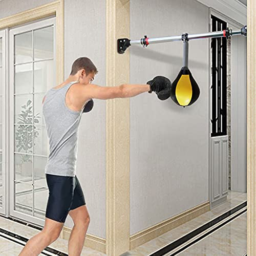 Höhenverstellbarer Boxsack zur Wandmontage, Reflexball für Erwachsene und Kinder, perfekt für Flur, Eingang, Tür, Workout, mit horizontaler Stange und aufblasbarem Ball