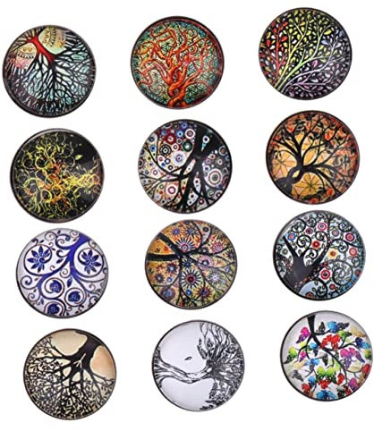 Operitacx Ciondolo Gioielli Bottoni Rotondi in 12 Pezzi Bottoni Albero Della Vita Per Braccialetti Da Donna Pendenti
