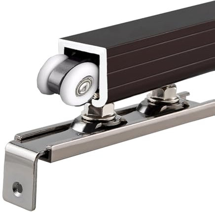 Sliding door kit track rail Single Rail Sliding Track System Wardrobe Door, Heavy Duty Pocket Door Hardware and Track Kit for Bedroom/ Office/ Kitchen, Customizable Bifold Doors Rail(Black,480cm/189in