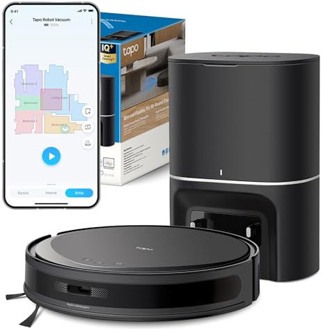 Tapo RV20 Max Plus 5300Pa Suction Robot Vacuum Cleaner with Mop, Ultra-Slim Design, Faster Mapping With MagSlim & LiDAR Navigation Robot Vacuum, Auto-Empty Dock, Voice/Remote Control Robotic Vacuums