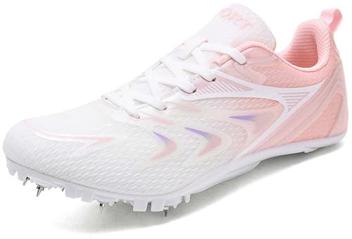 Hiuzylqx Leichtathletikschuhe Damen Trainingswettbewerb Weitsprungschuhe Junior Sprint rutschfeste Turnschuhe Atmungsaktive Jugendsportschuhe,E,34 EU