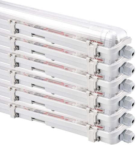 NCC-Licht 6x LED Feuchtraumleuchte Eco 150cm 22W Neutralweiß 4000K IP65 | Robuste Wannenleuchte mit effizienter T8 Röhre, ideal für Werkstatt Keller und Garage