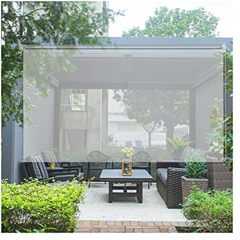 Pergola-Rollo für den Außenbereich, wasserdicht, transparent, Vinyl-Jalousien, HD, aufrollbarer Vorhang für Gewächshaus, Balkon, Pavillon, 140 x 180 cm