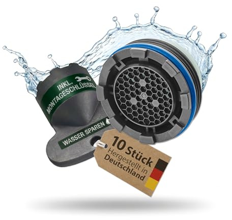 10 x M21.5 PERLATOR® Wassersparender Einschraubstrahlregler inkl. Schlüssel ~ 5.7 l/min Original Perlator Wasserhahn Einsatz für Armaturen mit Innengewinde