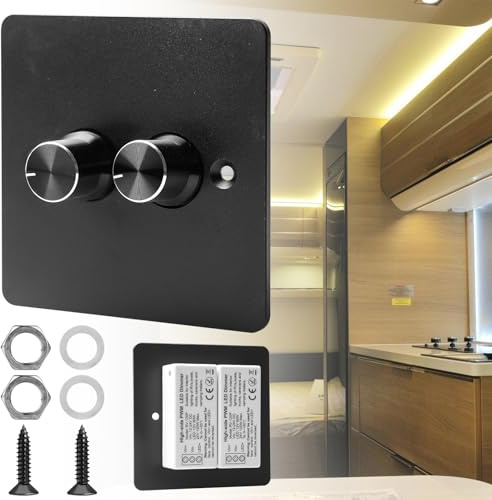 Interruttore dimmer a LED DC12 V-24 V, doppio interruttore dimmer, 2 marce, 120 W, 5 A, PWM, 12 V, 24 V, interruttore della luce girevole, regolabile per camper/camper, barca, furgone/camion, strisce
