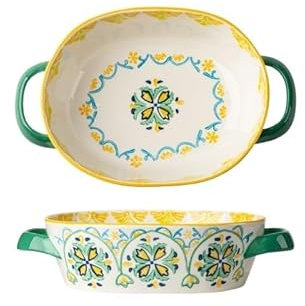 yixinzi-2024 Fuente para Hornear Bandeja for lasaña de 800 ml for Hornear, Pasteles, Cocina, microondas, lavavajillas, cerámica, con Asas Bandeja para Hornear