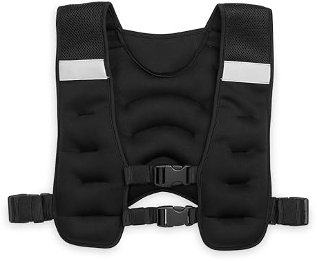 Gaiam Weighted Vest (Black, 8lb), Adjustable Exercise Vest for Cardio and Strength, Sweat-Resistant Polyester Workout Gear with Reflective Elements and Balanced Iron Sand Weight