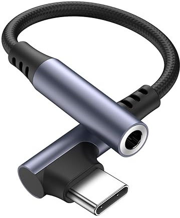 Tobfit Adaptateur USB C vers prise femelle 3,5 mm, 90 degrés USB C vers jack auxiliaire 3,5 mm pour iPhone 16 15 Pro Max Plus, Samsung Galaxy S25 S24 S23 S22 S21 S20 FE, Huawei P40/P30/P20 Pro, Google