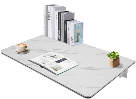 QUIOTUIR Wandtisch, klappbar, max. Traglast 30 kg, Dicke 16 mm, Wandschreibtisch für Schlafzimmer, Wohnzimmer, Büro, Küche, Balkon, Waschküche, Wohnzimmer, Bar, Restaurant (weiß, 80 x 50 cm)