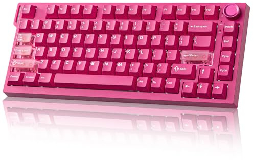 YUNZII RT75 PRO Kabellose Gaming-Tastatur (Rosa, Magnetic Red Switch) | Hall-Effekt Rapid-Trigger, Doppelte 8KHz Abtastrate & 128K Scan,BT/USB-C/2.4G, Drehknopf, Anpassbare TGL/SOCD/DKS/MT