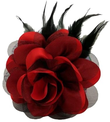 WANYI 1 Stück Feder Brosche Damen Fluffy Federbrosche zum Anstecken 14CM Blumen Ansteckblume mit Broschennadel Clip Broschen Clips für Kleidung Rock