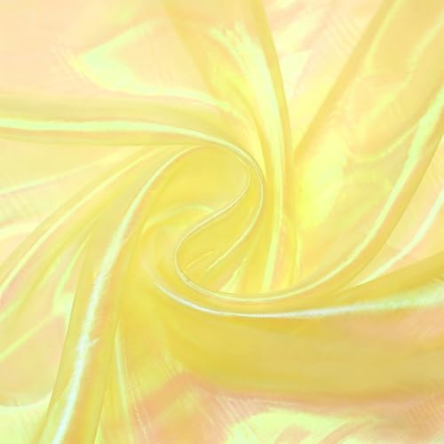 Organza Stoffe - 150x500cm Bunte Organzastoff zum Nähen DIY Basteln Bekleidung Tüllrock Gardine Schals Tischdecken Kleid Bühnenshow Hochzeit Dekor, Gelb